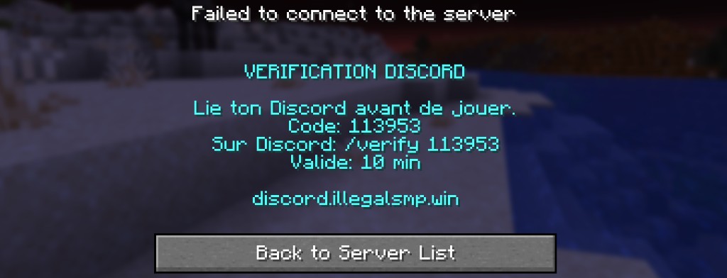 Écran de vérification Discord
